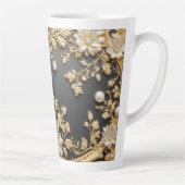 Luxe Gouden Bloem Frame Latte Mok (Rechts)