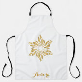 Luxe Gouden Bloem Glitter Typografie Schort (Voorkant)