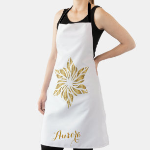 Luxe Gouden Bloem Glitter Typografie Schort
