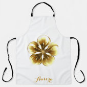 Luxe Gouden Bloem Glitter Typografie Schort (Voorkant)