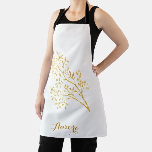 Luxe Gouden Bloem Glitter Typografie Schort (Insitu)
