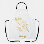 Luxe Gouden Bloem Glitter Typografie Schort (Voorkant)