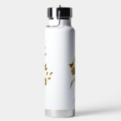 Luxe Gouden Bloem Glitter Typografie Waterfles (Rechts)