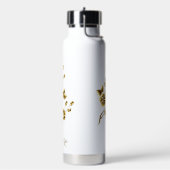 Luxe Gouden Bloem Glitter Typografie Waterfles (Links)