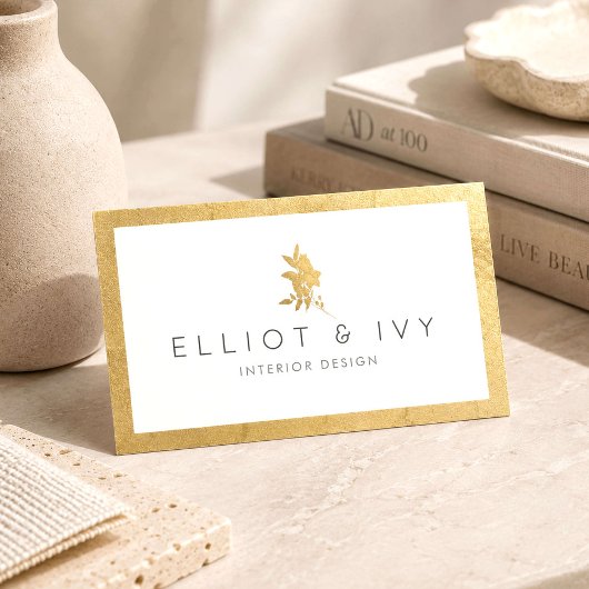 Luxe Gouden Bloem Interieur Ontwerper Visitekaartje