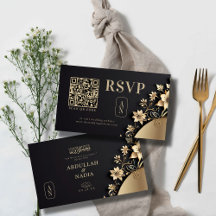 Luxe Gouden Bloem Islamitisch Huwelijk QR Rsvp