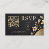 Luxe Gouden Bloem Islamitisch Huwelijk QR Rsvp Informatiekaartje (Voorkant)
