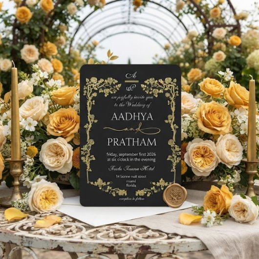 Luxe Gouden Bloem Kader Bruiloft Kaart