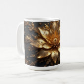 Luxe Gouden Bloem Koffiemok (Voorkant links)