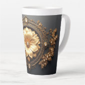 Luxe Gouden Bloem Latte Mok (Rechterhoek)