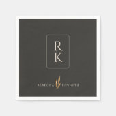 Luxe Gouden Bloem Minimalistische Aangepaste Monog Servet (Voorkant)