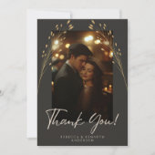 Luxe gouden bloem minimalistische foto bedankkaart (Voorkant)