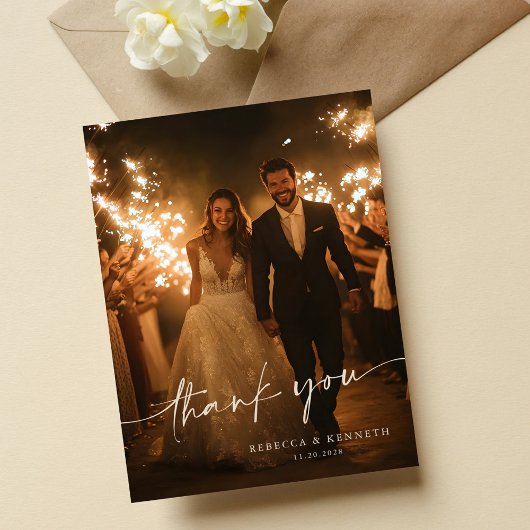 Luxe gouden bloem minimalistische foto Dank u Briefkaart