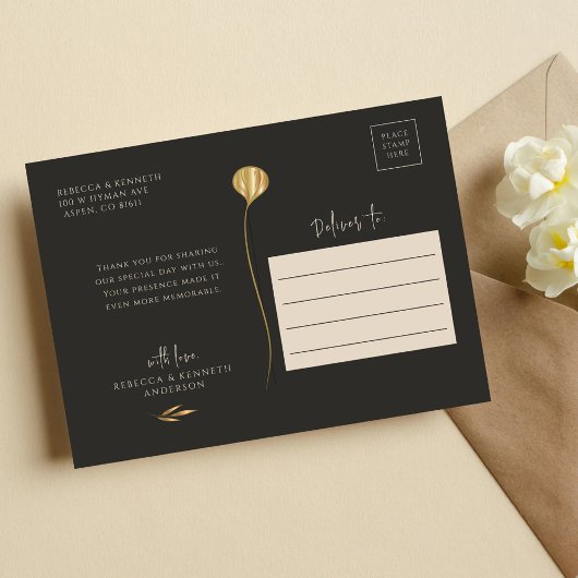 Luxe gouden bloem minimalistische foto Dank u Briefkaart