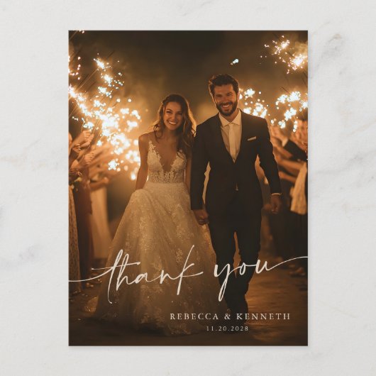 Luxe gouden bloem minimalistische foto Dank u Briefkaart (Voorkant)