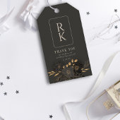 Luxe Gouden Bloem Monogram Bedankt Bruiloft Cadeaulabel