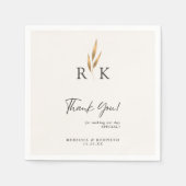 Luxe Gouden Bloem Monogram Trouw Dankjewel Servet (Voorkant)
