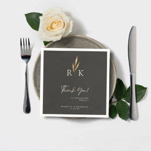Luxe Gouden Bloem Monogram Trouw Dankjewel Servet