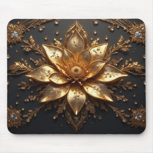 Luxe Gouden Bloem Muismat (Voorkant)