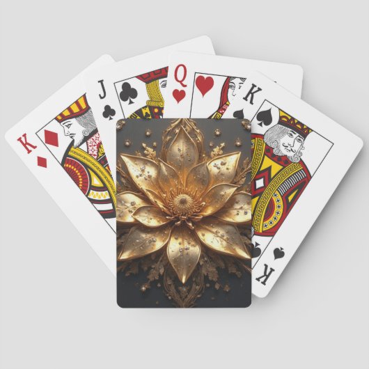 Luxe Gouden Bloem Pokerkaarten (Achterkant)