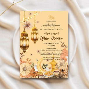 Luxe Gouden Bloem Ramadan Iftar uitnodiging