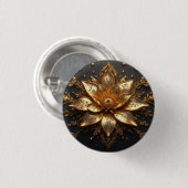 Luxe Gouden Bloem Ronde Button 3,2 Cm (Voorkant /achterkant)