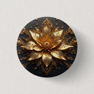 Luxe Gouden Bloem Ronde Button 3,2 Cm