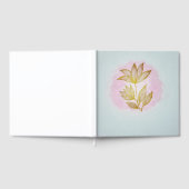 Luxe Gouden Bloem Roze Waterverf Gastenboek (Volledig)