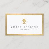 Luxe Gouden Bloem Sieraden Ontwerper Visitekaartje (Voorkant)