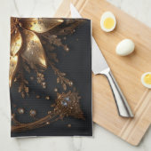 Luxe Gouden Bloem Theedoek (Quarter Fold)