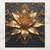 Luxe Gouden Bloem Wijn Etiket (Enkel label)