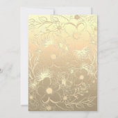 Luxe Gouden Bloemen Bruiloftsreceptie Kaart (Achterkant)