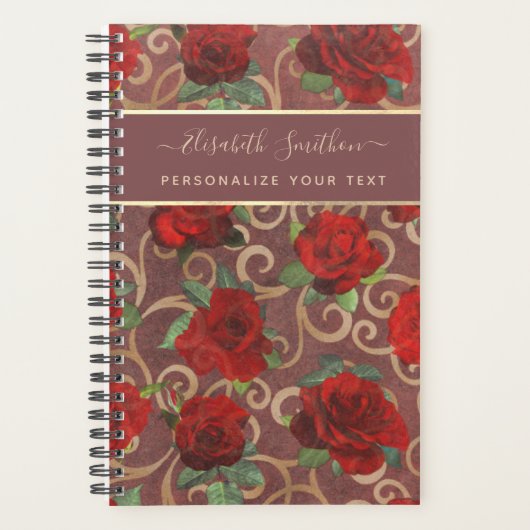 Luxe Gouden Bloemen Elegante Chic Klasse Aangepast Planner (Voorkant)