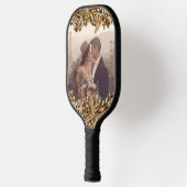 Luxe Gouden Bloemen Elegante Chic Klasse Zwart Pickleball Paddle (Links)