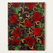 Luxe Gouden Bloemen Elegante Chic Klasse Zwart Planner (Achterkant)