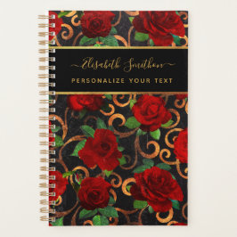 Luxe Gouden Bloemen Elegante Chic Klasse Zwart Planner