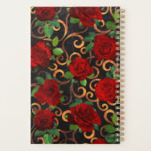Luxe Gouden Bloemen Elegante Chic Klasse Zwart Planner (Achterkant)