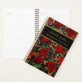 Luxe Gouden Bloemen Elegante Chic Klasse Zwart Planner (Display)