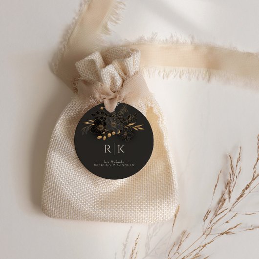 Luxe Gouden Bloemen Liefde Bedankt Monogram Huweli Bedankjes Labels