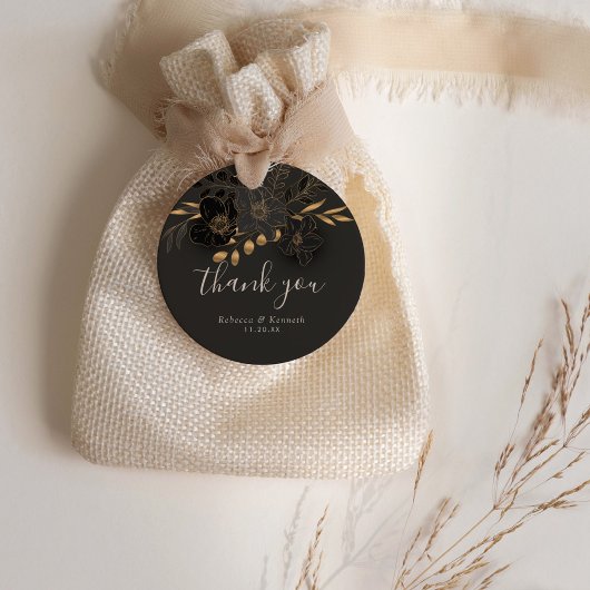 Luxe gouden bloemen minimalistische bruiloft Dank  Bedankjes Labels