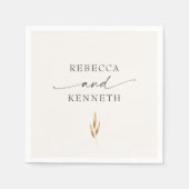 Luxe gouden bloemen minimalistische bruiloft servet (Voorkant)