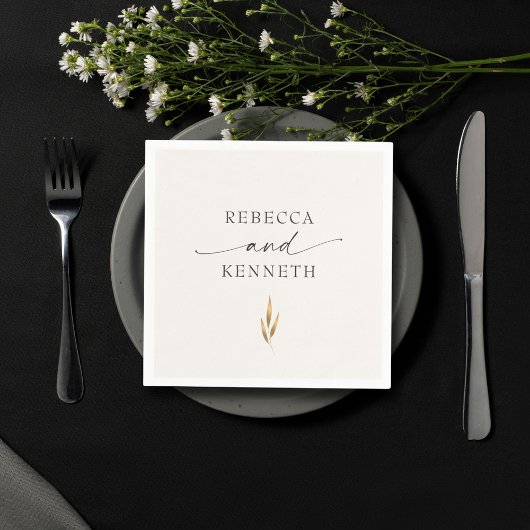 Luxe gouden bloemen minimalistische bruiloft servet