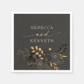 Luxe gouden bloemen minimalistische bruiloft servet (Voorkant)