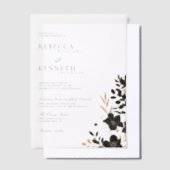Luxe gouden bloemen minimalistische bruiloft vellum uitnodigingen (Offset)