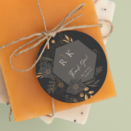 Luxe Gouden Bloemen Monogram Huwelijk Dank u Bedankjes Labels