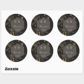 Luxe Gouden Bloemen Monogram Huwelijk Dank u Ronde Sticker (Vel)