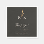 Luxe Gouden Bloemen Monogram Huwelijk Dank u Servet (Voorkant)