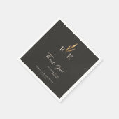 Luxe Gouden Bloemen Monogram Huwelijk Dank u Servet (Hoek)