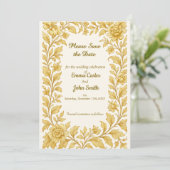 Luxe Gouden Bloemen Save the Date (Staand voorkant)