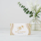 Luxe gouden bloemen visitekaartje (Staand voorkant)